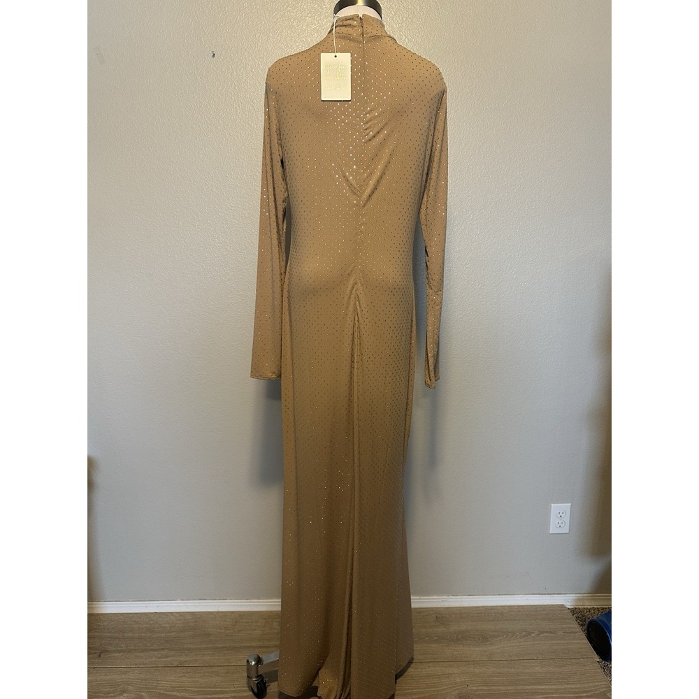 NWT Show Me Your Mumu All Out Maxi Dress Taupe Size XL Stretch Rhinestone - Picture 7 of 9